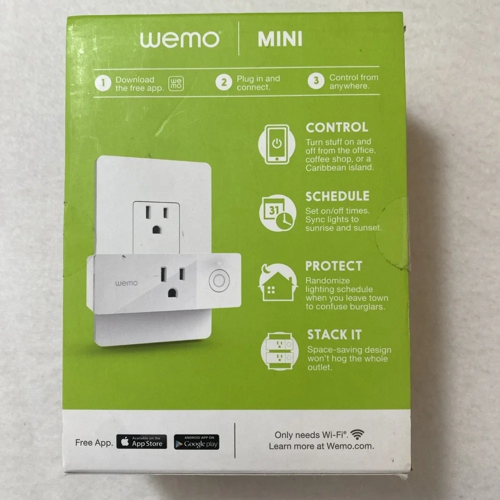 WeMo WiFi Enabled Mini Smart Plug White (F7C063) Works with Alexa Google‎ Nest